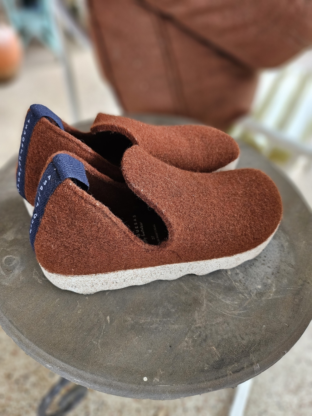 Asportuguesas Slip-On Wool Loafers in Rust Brown - Comfortable Everyday Flats 37